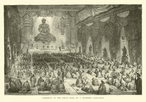 Seremoni i den store salen til et buddhistisk lamasseri av English School