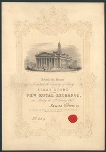 Seremoni for nedlegging av den første steinen til New Royal Exchange, London, 17. januar 1842 av English School