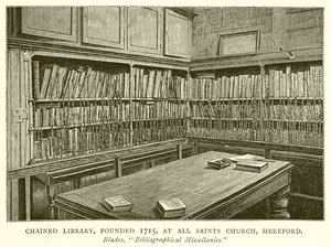 Chained Library, grunnlagt 1715, ved All Saints Church, Hereford av English School