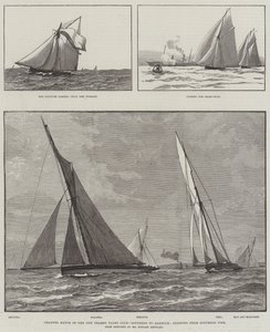 Channel Match of the New Thames Yacht Club, Southend til Harwich, med start fra Southend Pier (gravering) av English School