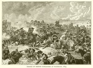 Anklagen for franske kyrassere ved Waterloo, 1815 av English School