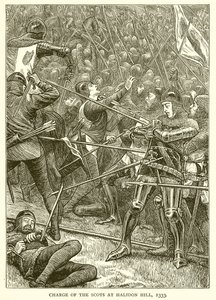 Anklagen for skottene ved Halidon Hill, 1333 av English School