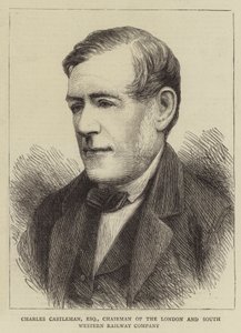 Charles Castleman, Esquire, styreleder i London and South Western Railway Company (gravering) av English School