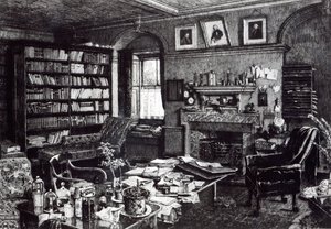 Charles Darwins studie ved Down House, 1882 av English School