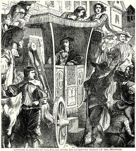 Karl I tutet av folket etter hans forsøk på å arrestere medlemmene (gravering) av English School