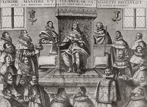 Charles I i House of Lords i 1648, fra 'A Short History of the English People' av JR Green, utgitt i 1893 av English School
