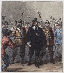 Charles I, ført til fengsel (farget gravering) av English School
