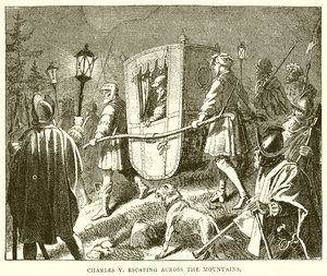 Charles V rømmer over fjellene av English School