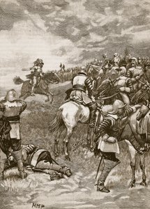 Charles i slaget ved Naseby, illustrasjon fra Cassells Illustrated History of England (sepia-foto) av English School