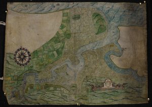 Kart over forløpet av elven Medway fra Rochester til The Nore av English School