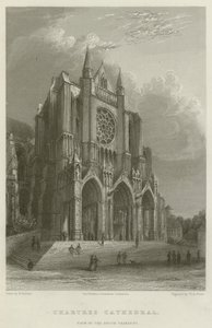 Chartres katedral, utsikt over det sørlige transeptet (gravering) av English School