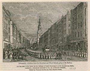 Cheapside - Barn fra Parochial og Ward Schools går til St Pauls, 1837 av English School