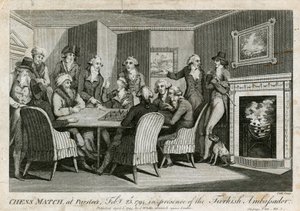 Schachpartie in Parsloes, 23. Februar 1794, in Anwesenheit des türkischen Botschafters von English School