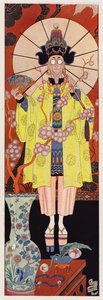Chevalier de Villeclos i kinesisk drakt (farge litho) av English School