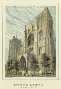 Chichester Cathedral, vestfront med klokketårnet av English School