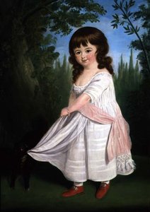 Barn leker med hunden sin, ca. 1800 av English School