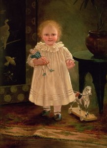Barn med en dukke og en lekehest, ca. 1840 av English School