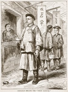 Kinamann som selger Pekin Gazette, illustrasjon fra Cassells Illustrated History of England av English School