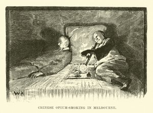 Chinesisches Opiumrauchen in Melbourne von English School