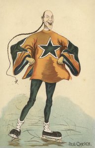 Kinesisk mann, skøyter (farge litho) av English School