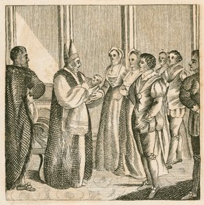 Dåp av prinsesse Elizabeth, datter av kong Henry VIII av English School