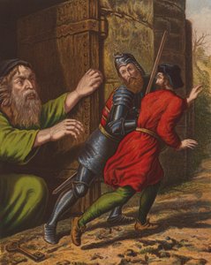 Christian og Hopefuls flukt fra tvilende slott (fargelitografi) av English School