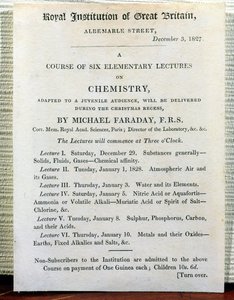 Julebrev for seks elementære forelesninger om kjemi av Michael Faraday (1778-1829) 3. desember 1827 av English School