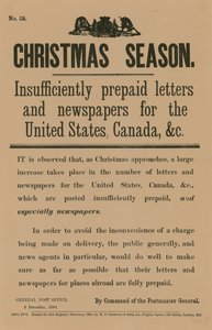 Juleportomelding etter kommando fra generalpostmesteren, 9. desember 1890