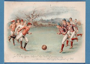Julepostkort av en fotballkamp, 1892 av English School