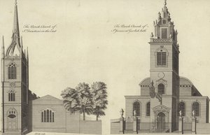 Church of St Dunstan i øst og Church of St James Garlickhythe, London