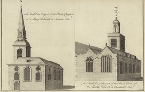 Church of St Mary Abchurch, Abchurch Lane og Church of St Martin Outwich i Threadneedle Street, London av English School