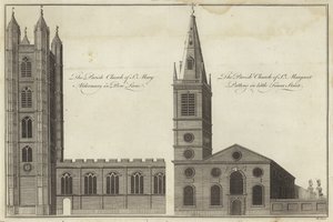 Church of St Mary Aldermary i Bow Lane og Church of St Margaret Pattens i Little Tower Street, London