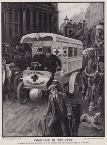 City of London Police elektrisk ambulanse (litho) av English School