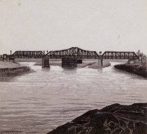 Clarence Bridge, Cardiff (litho) av English School