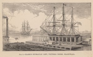 Clarks hydraulisk heis, Victoria Docks, Blackwall av English School
