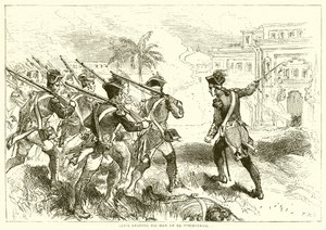 Clive leder mennene sine opp til Conjeveram (1751) av English School