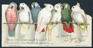 Kakadus, Neujahrskarte von English School