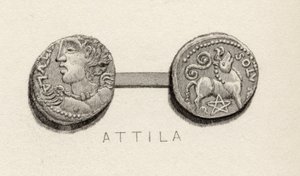 Mynt fra tiden til Attila, hunernes konge