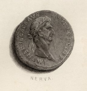 Mynt fra Nerva Caesar Augustus tid