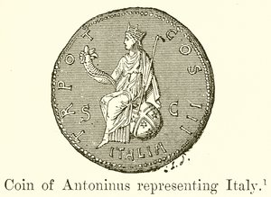 Münze des Antoninus, Italien darstellend von English School