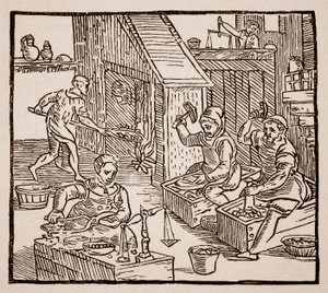Coiners at Work, 1577 (sepia-bilde) av English School