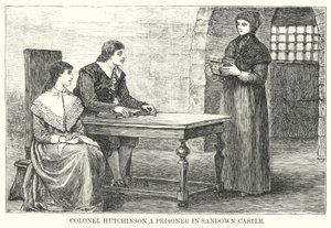 Oberst Hutchinson en fange i Sandown Castle (gravering) av English School