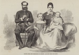 Oberst Inglis, kommandanten i Lucknow, og fru Inglis og familie (gravering) av English School
