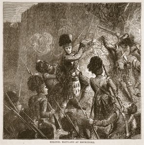 Oberst Maitland i Bhurtpore, illustrasjon fra Cassells Illustrated History of India av James Grant, pub. 1879 av English School