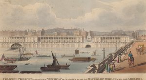Oberst Trenchs hadde til hensikt en ny kai inkludert utsikt over Waterloo Bridge og Adelphi av English School