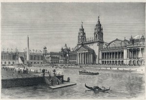 Columbian World's Fair eller World Columbian Exposition, Chicago-utstillingen 1893: maskinhallen - Gravering 1893 fra "" The graphic"" - Verdensutstillingen 1893 av English School