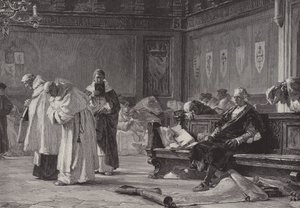 Columbus før Salamanca-konsilet (gravering) av English School