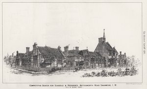 Konkurransedyktig design for skoler og bolig, Bettesworth Road, Swanwore, Isle of Wight (gravering) av English School