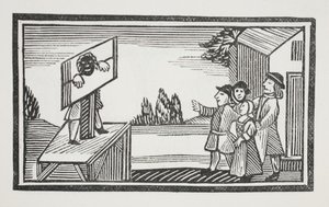 Dømt til å stå i en time eller mer i søylen, illustrasjon fra Chap-books of the Eighteenth Century av John Ashton, pub. 1882 av English School