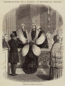 Innvielse av en biskop, ved Whitehall Chapel (gravering) av English School